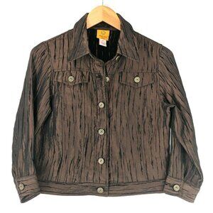 Ruby Rd‎ Jacket Womens 4 Petite Brown Button Front Lightweight